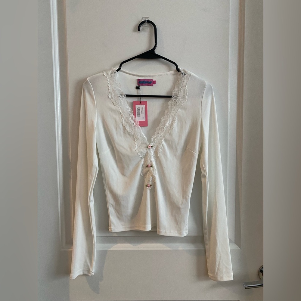 Edikted White Lace Blouse